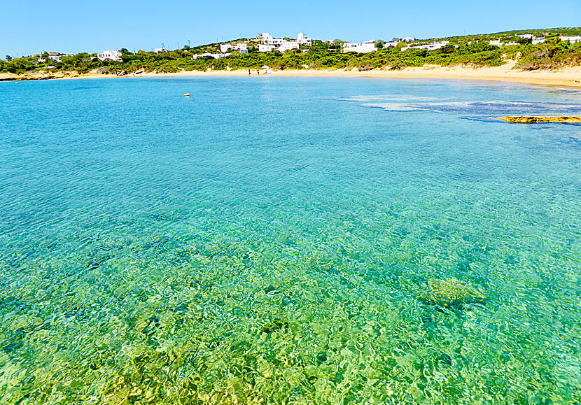 One of the sandy beaches of Santa Maria in northeastern Paros.