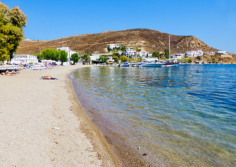 Grikos beach south of Skala on Patmos in Greece.