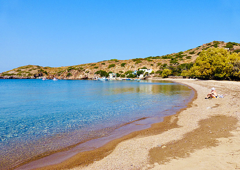 The best beaches on Patmos. Livadi Kalogiron beach.