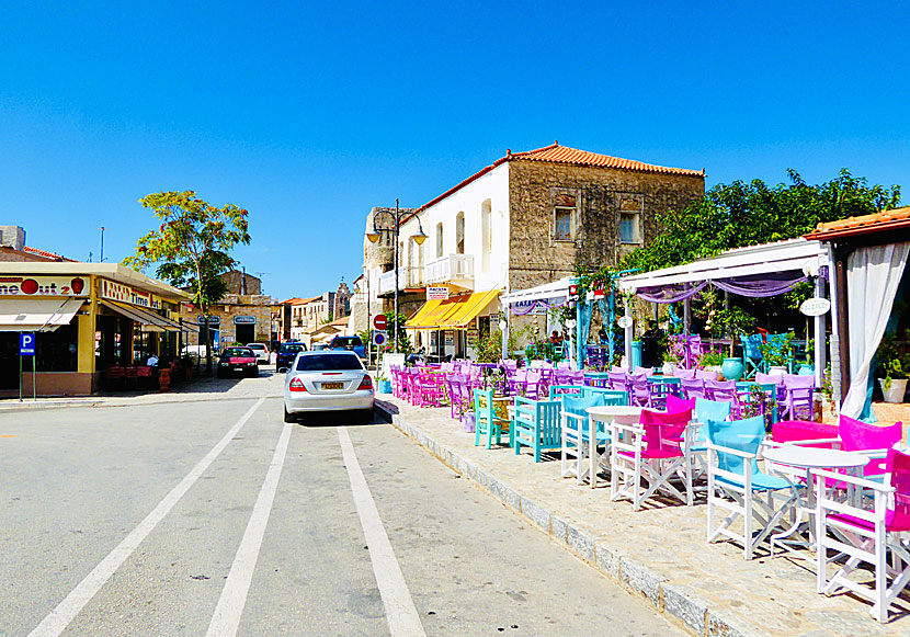Cafes and tavernas at Athanaton Square in Areopoli.