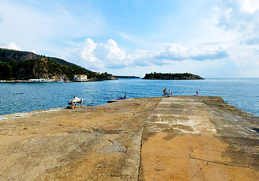 The large harbor with the pier and jetty in Kardamili.