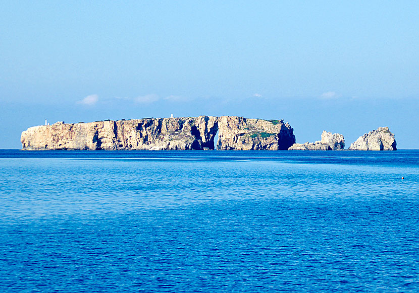 Fanari island where there are several memorials from the Battle of Navarino.