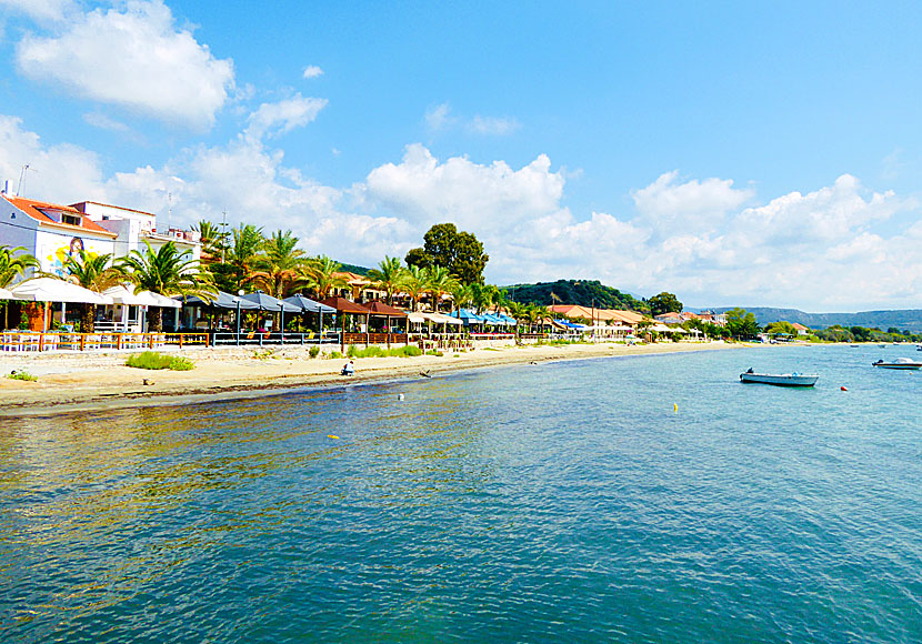 The beach promenade in Gialova north of Pylos on the Peloponnese peninsula.