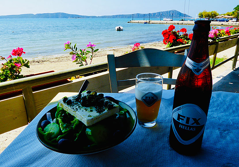 A Greek salad and a cold beer FIX always taste good in Greece.