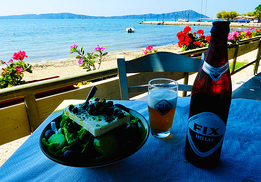 Good restaurants in Gialova north of Pylos in the Peloponnese.