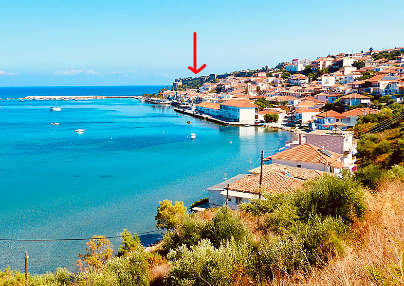 View of the village of Koroni and Koroni Castle.