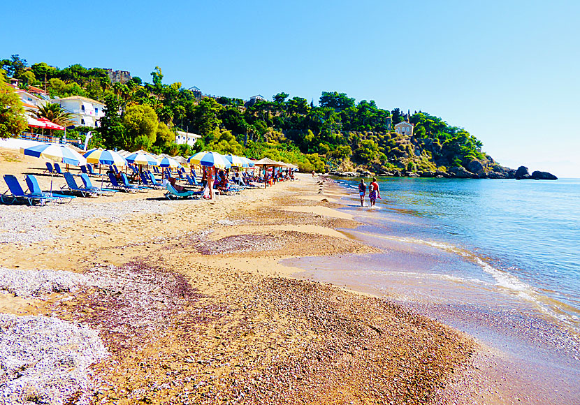 Koroni Castle seen from Zaga beach in Koroni in the Peloponnese.