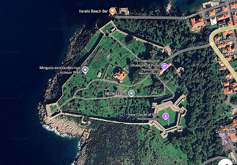 Map of Niokastro in Pylos in the Peloponnese.