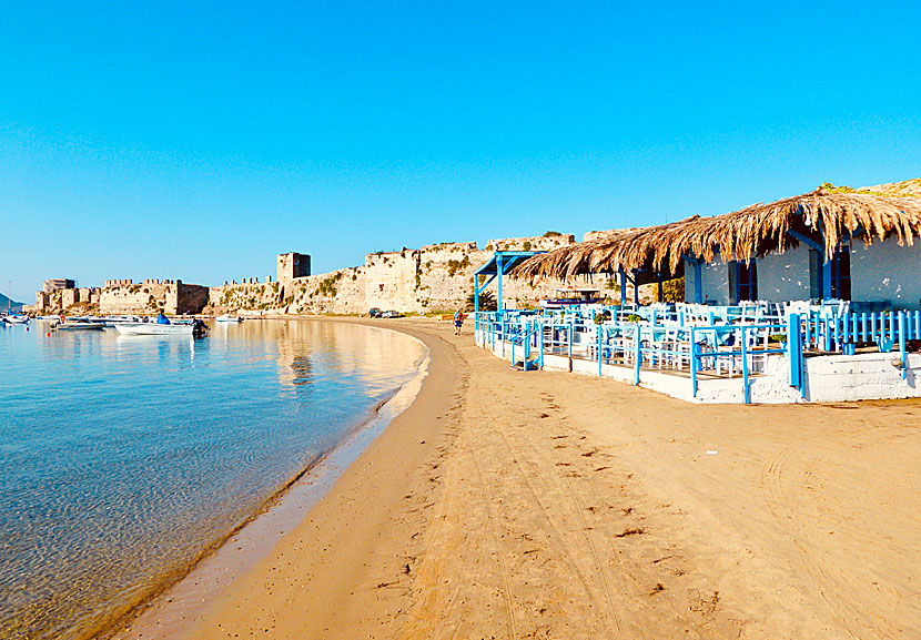 The part of the beach closest to the Castle of Methoni.