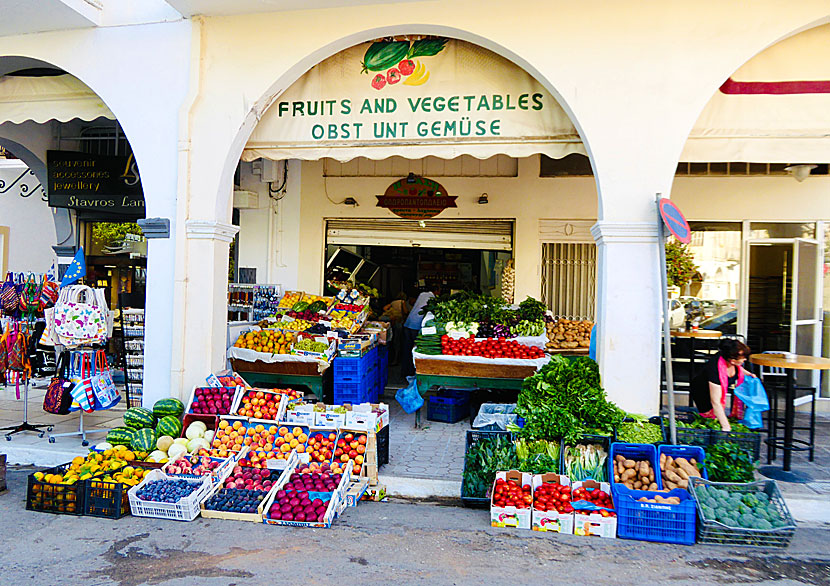 Fruit and vegetable market at the square in Pylos.