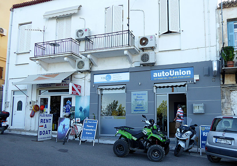 Boat rental, car and quad rental in central Pylos.
