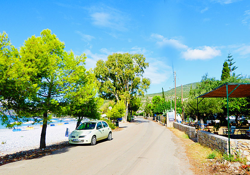 Restaurants and tavernas at Ritsa beach in Kardamyli in the Peloponnese.