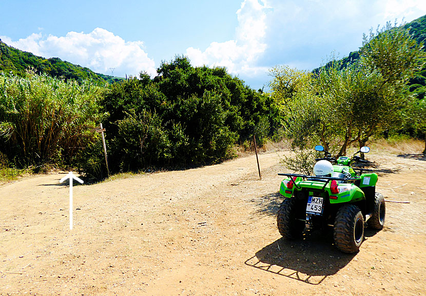 The car park before the waterfall in Kalamaris on the Peloponnese.