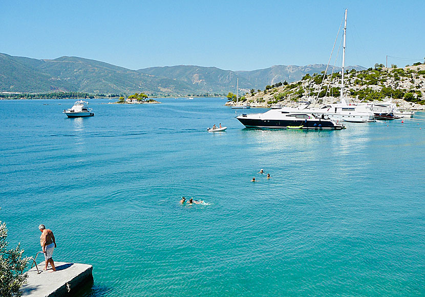 The best beaches on Hydra. Russian bay is a very popular anchorage for luxury boats from Athens.