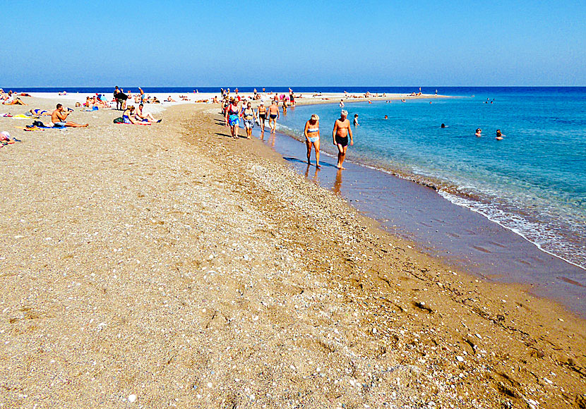 The part of Elli beach where there are no sunbeds and parasols for rent.