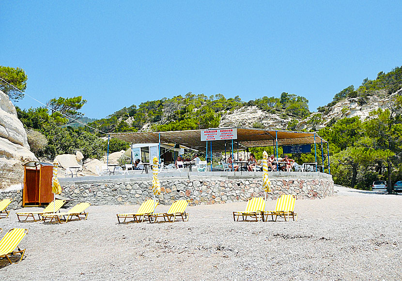 The canteen at Fourni beach on Rhodes in Greece.