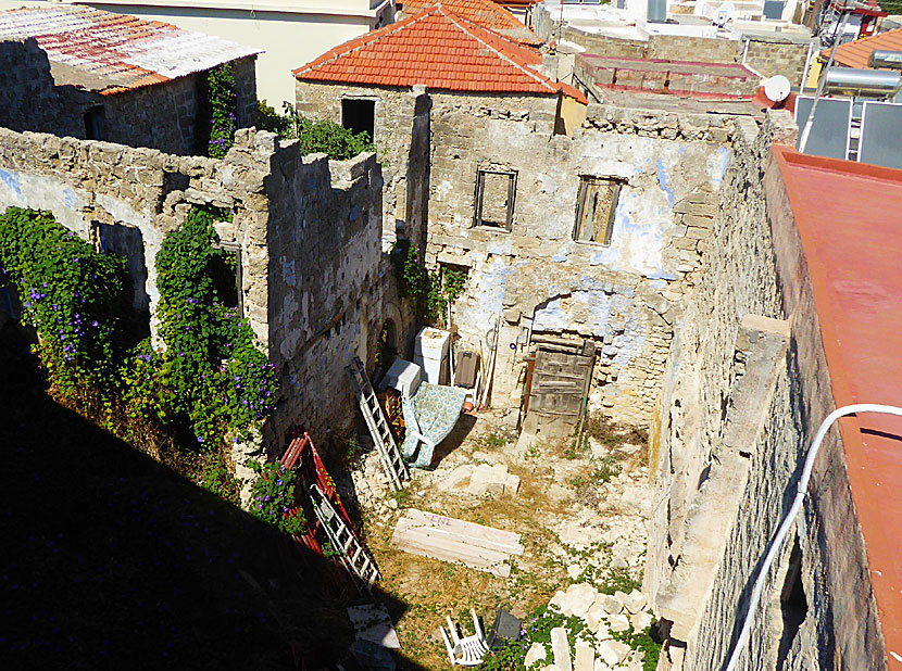 Flowers and trees in Rhodes old town.