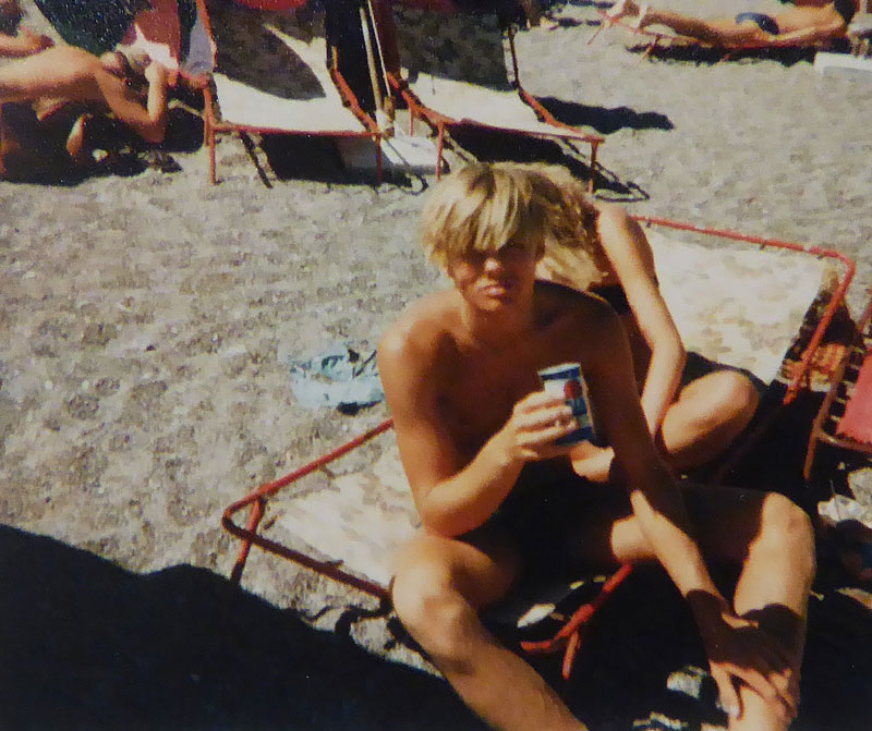 Sunbeds on Elli beach in Rhodes town in the year 1979.