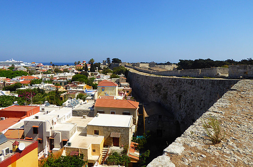 The city walls in Rhodes Old Town.