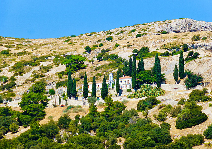 Panagia Spiliani Monastery seen from Pythagorion.