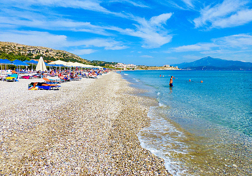 Potokaki beach in Pythagorion is one of Samos best beaches.
