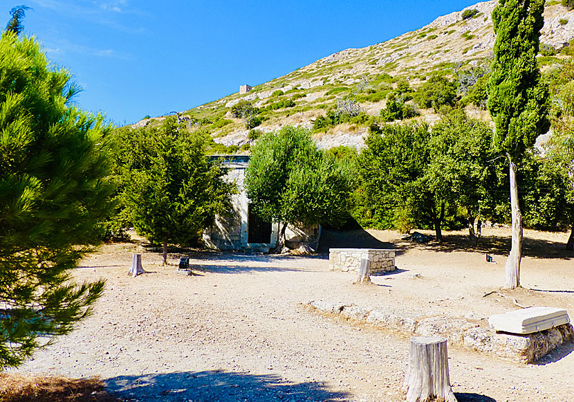 The entrance to the Eupalinos water tunnel above Pythagorion on Samos.