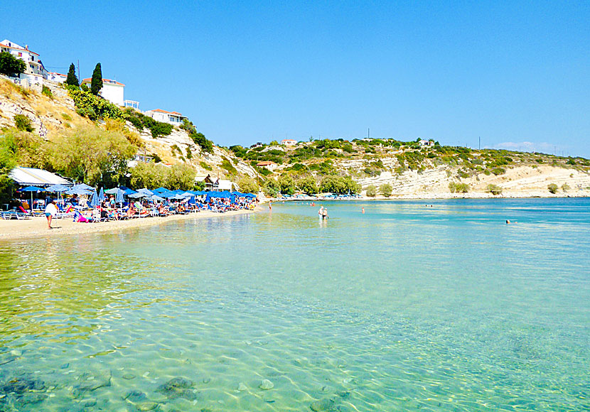 Remataki beach in Pythagorion seen from the statue of Pythagoras in Samos.