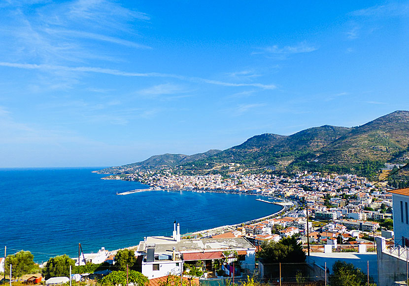 The beautiful view of Samos town and Vathy in Greece.