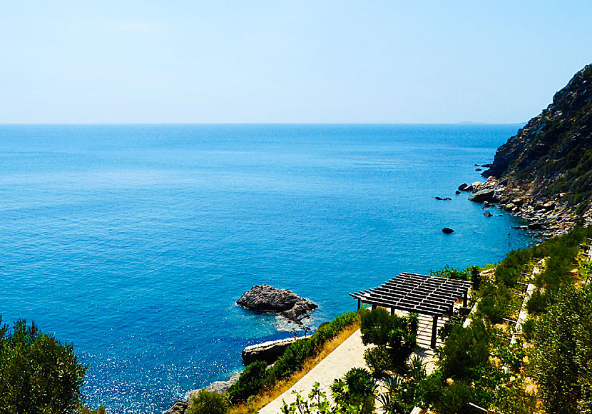 Snorkelling at the cliff below Taverna at the end of the world in Samos.