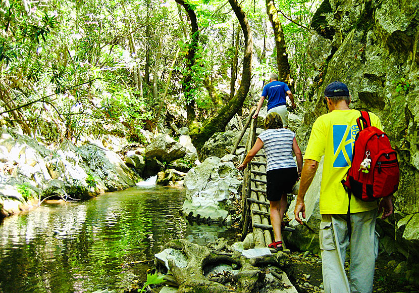 Hiking to the Potami Waterfalls on Samos in Greece.