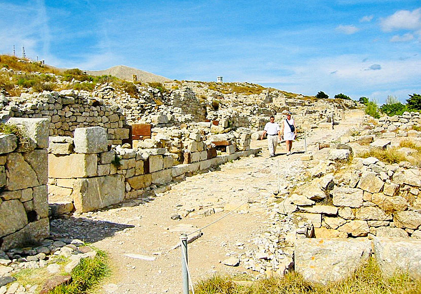 The ruins of Ancient Thira on Santorini in the Cyclades.