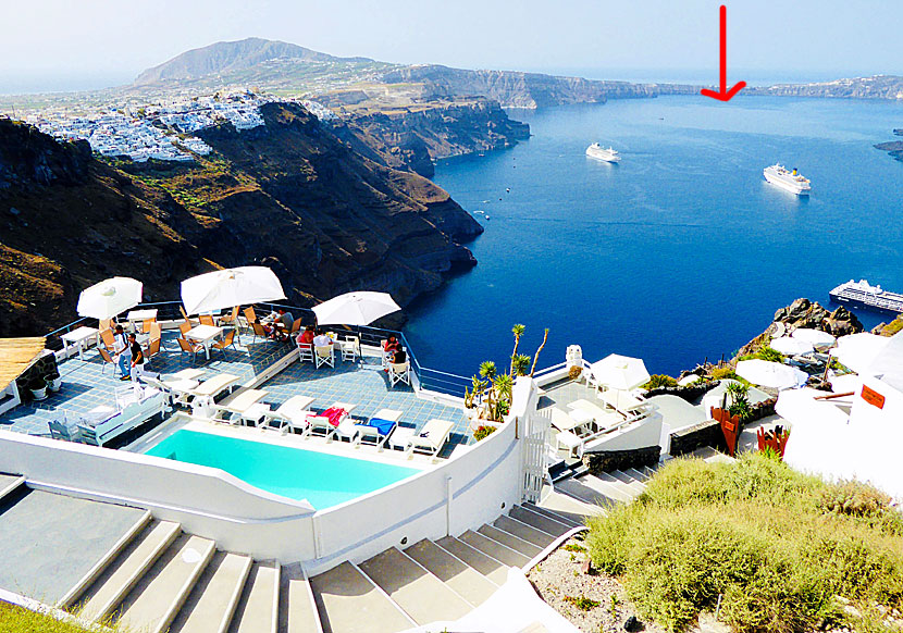 The volcanic crater Caldera on Santorini.