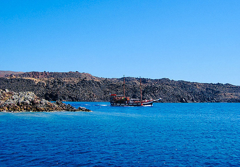 Excursion boat at the volcano Palia Kameni.