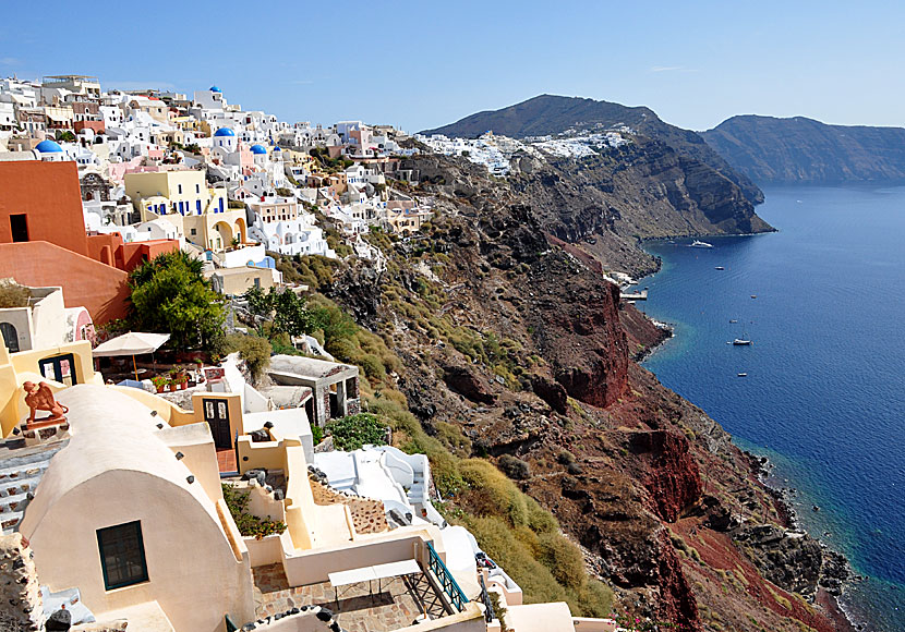 Hiking between Fira and Oia in Santorini.