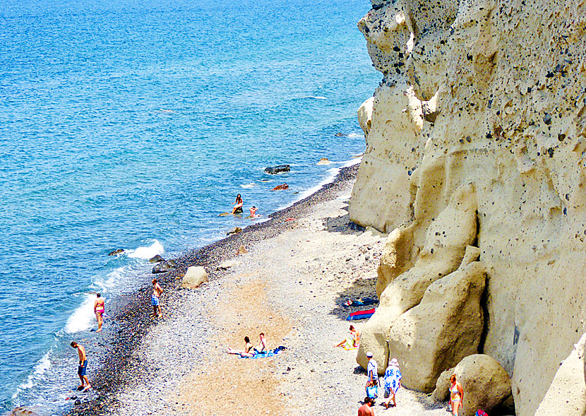 Don't miss Katharos beach when you travel to Oia on Santorini in Greece.