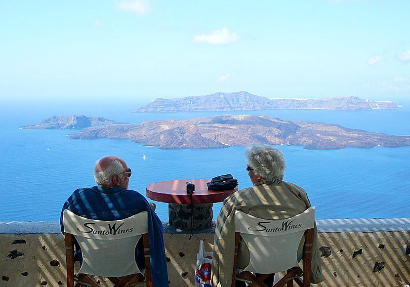 The volcanoes Palia Kameni and Nea Kameni and seen from Santo Wines.