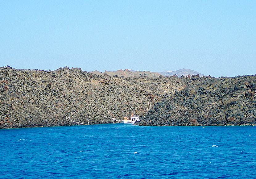 In some of the bays around Nea Kameni, the water is so warm that the fishermen wash their boats there.