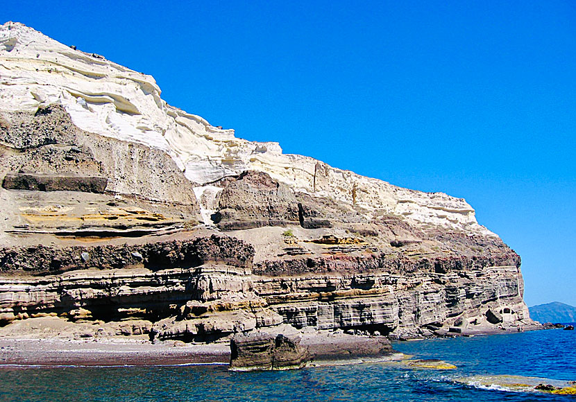 The white island of Aspronisi island near the volcanoes of Santorini.