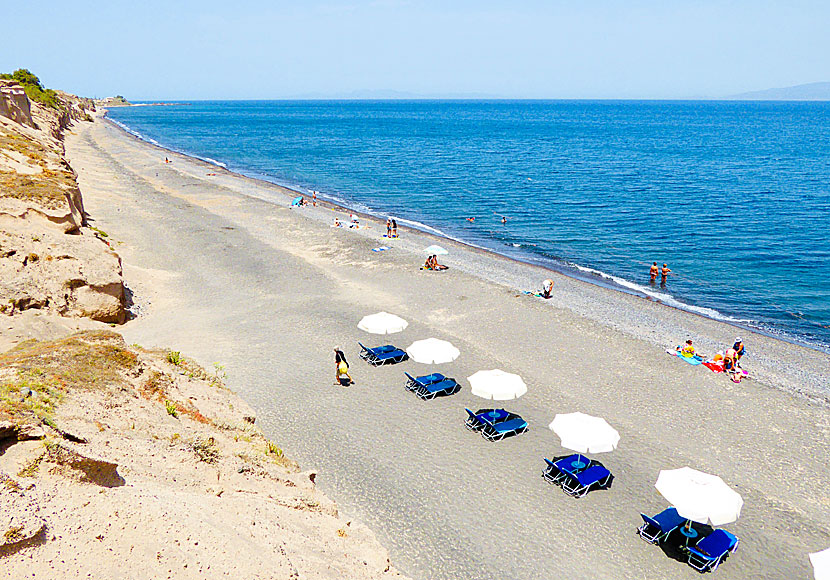 Baxedes and Paradisos beaches in Santorini.