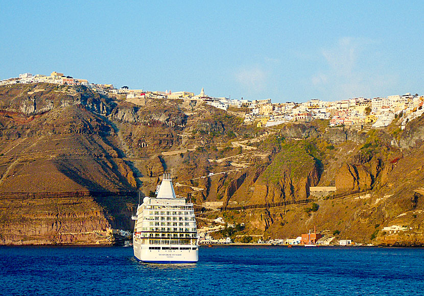 Fira as seen from the Caldera in Santorini.