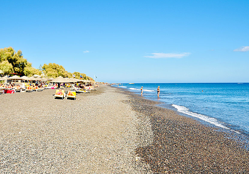 Part of the beach in Kamari. Santorini.