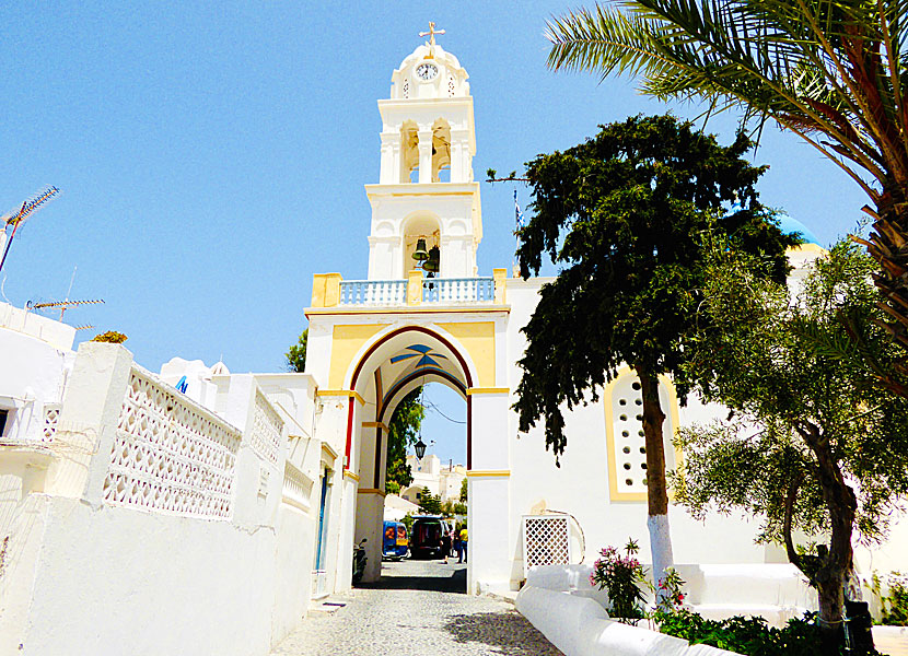 TThe beautiful bell tower in Megalochori.