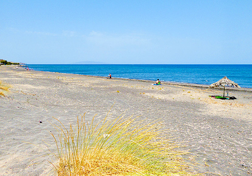 Monolithos beach near the airport and the tourist resort of Kamari on Santorini.