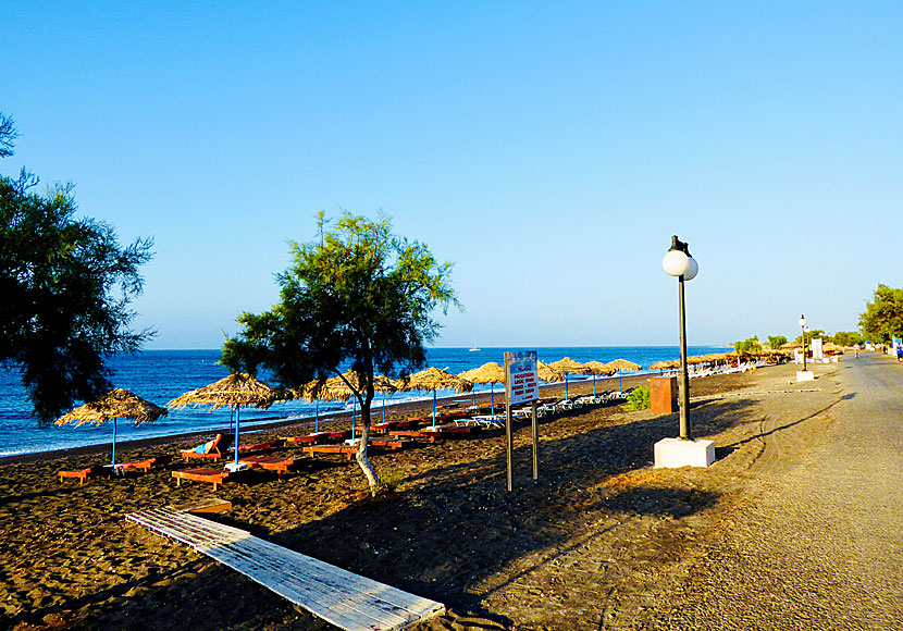 Part of the seafront promenade in Perivolos. Santorini.