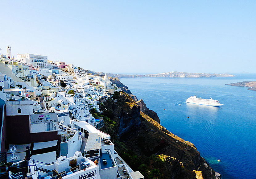 Fira in Santorini as seen from Firostefani.