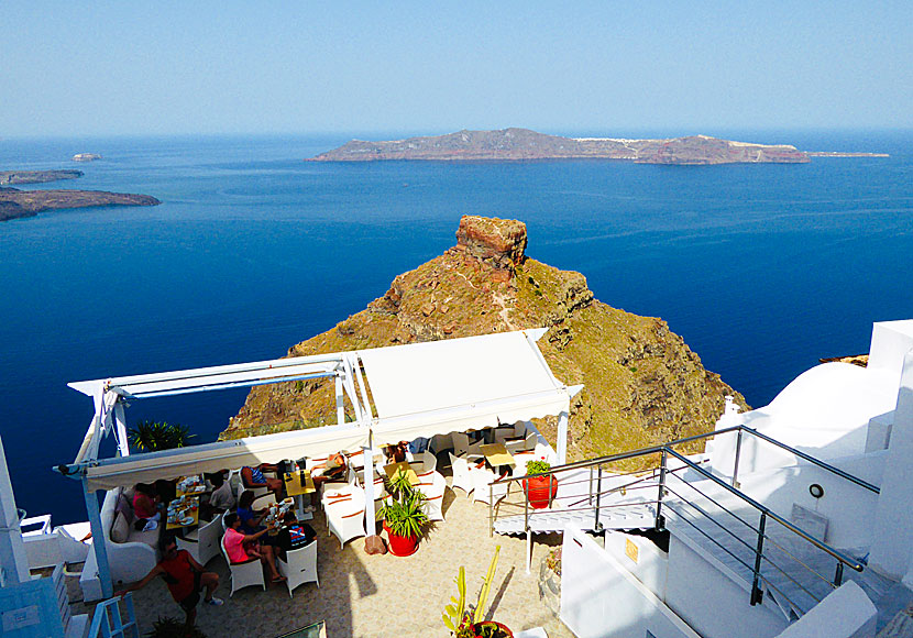Café with a view in Imerovigli. Santorini.
