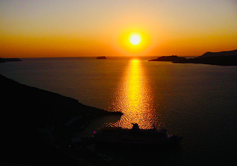 Watching the sun set into the sea from Santo Wines is a powerful experience and not to be missed when in Santorini.