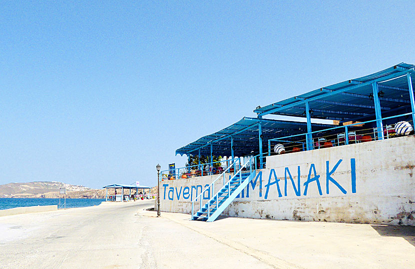 Taverna Limanaki in Vlychada has very good food and a great view of the sea.