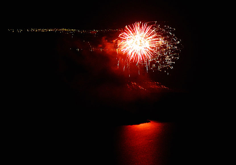 Volcano Day on Santorini is celebrated every year in August with a big fireworks display.