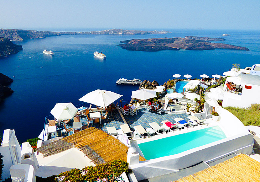 The volcanoes of Santorini seen from Imerovigli.